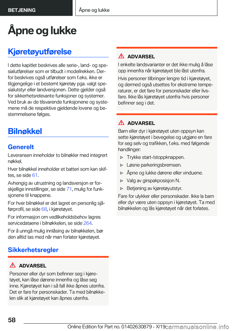 BMW 4 SERIES GRAN COUPE 2020  InstruksjonsbØker (in Norwegian) �