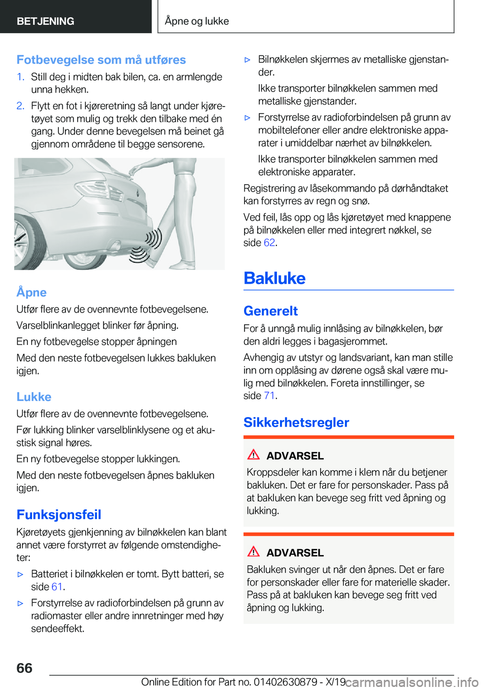 BMW 4 SERIES GRAN COUPE 2020  InstruksjonsbØker (in Norwegian) �F�o�t�b�e�v�e�g�e�l�s�e��s�o�m��m�å��u�t�f�