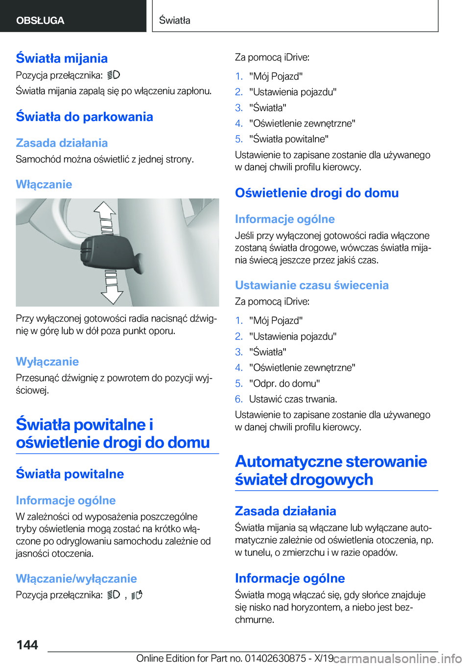 BMW 4 SERIES GRAN COUPE 2020  Instrukcja obsługi (in Polish) �w�i�a�t�ł�a��m�i�j�a�n�i�a�P�o�z�y�c�j�a��p�r�z�e�ł�