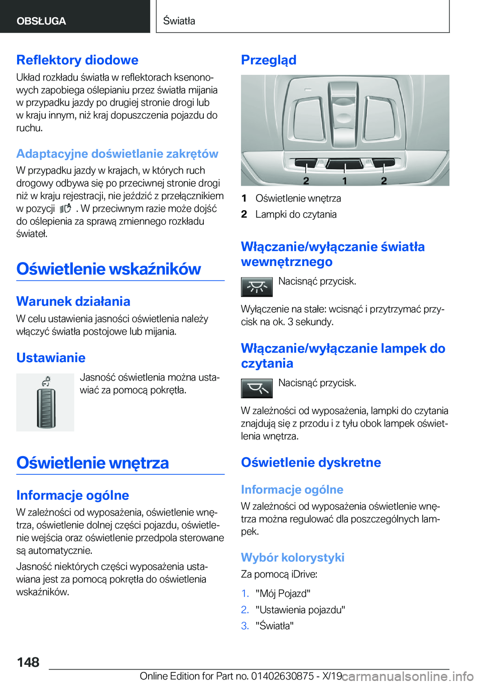 BMW 4 SERIES GRAN COUPE 2020  Instrukcja obsługi (in Polish) �R�e�f�l�e�k�t�o�r�y��d�i�o�d�o�w�e
�U�k�ł�a�d��r�o�z�k�ł�a�d�u��w�i�a�t�ł�a��w��r�e�f�l�e�k�t�o�r�a�c�h��k�s�e�n�o�n�oj
�w�y�c�h��z�a�p�o�b�i�e�g�a��o�l�e�p�i�a�n�i�u��p�r�z�e�z��