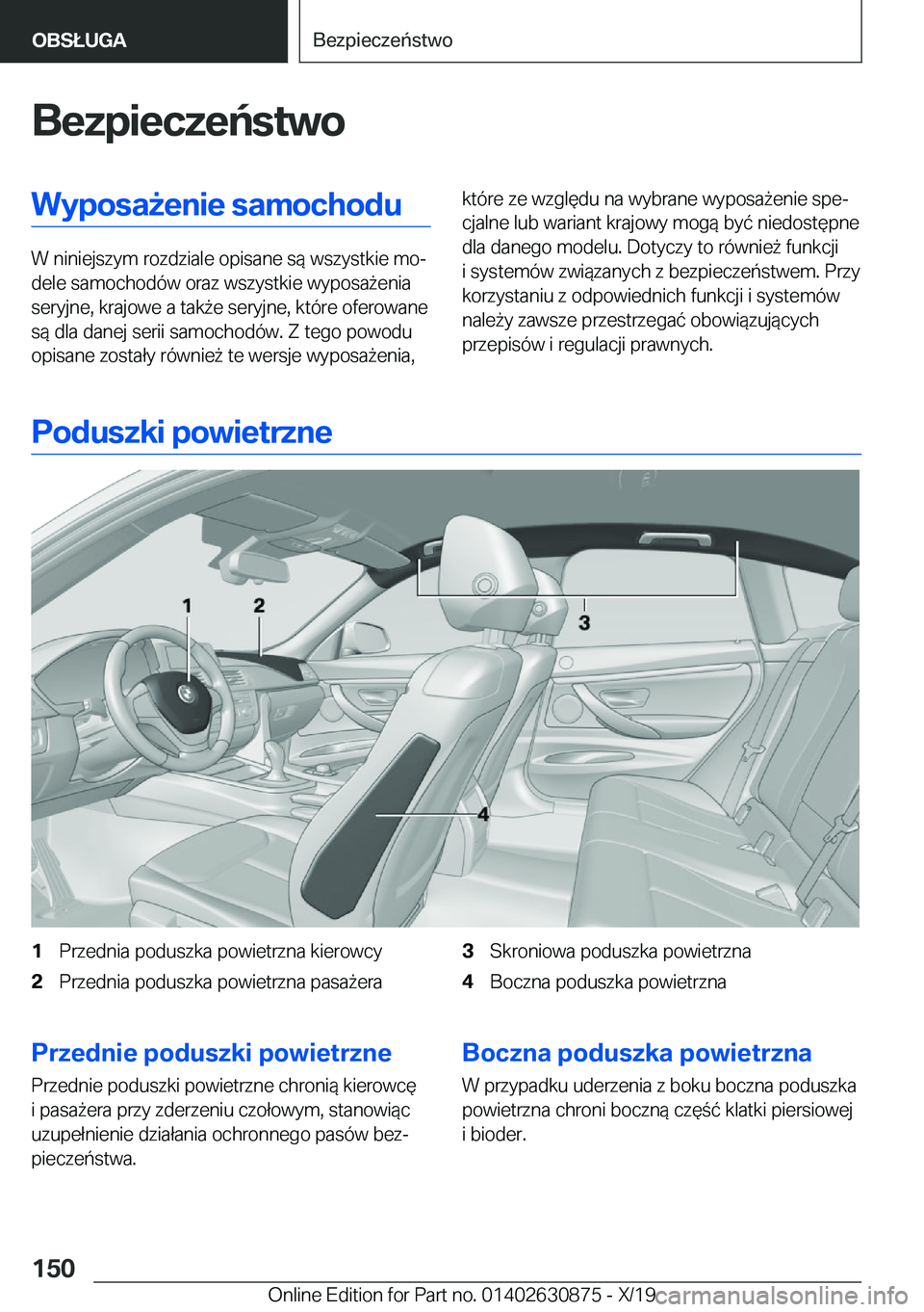 BMW 4 SERIES GRAN COUPE 2020  Instrukcja obsługi (in Polish) �B�e�z�p�i�e�c�z�e�