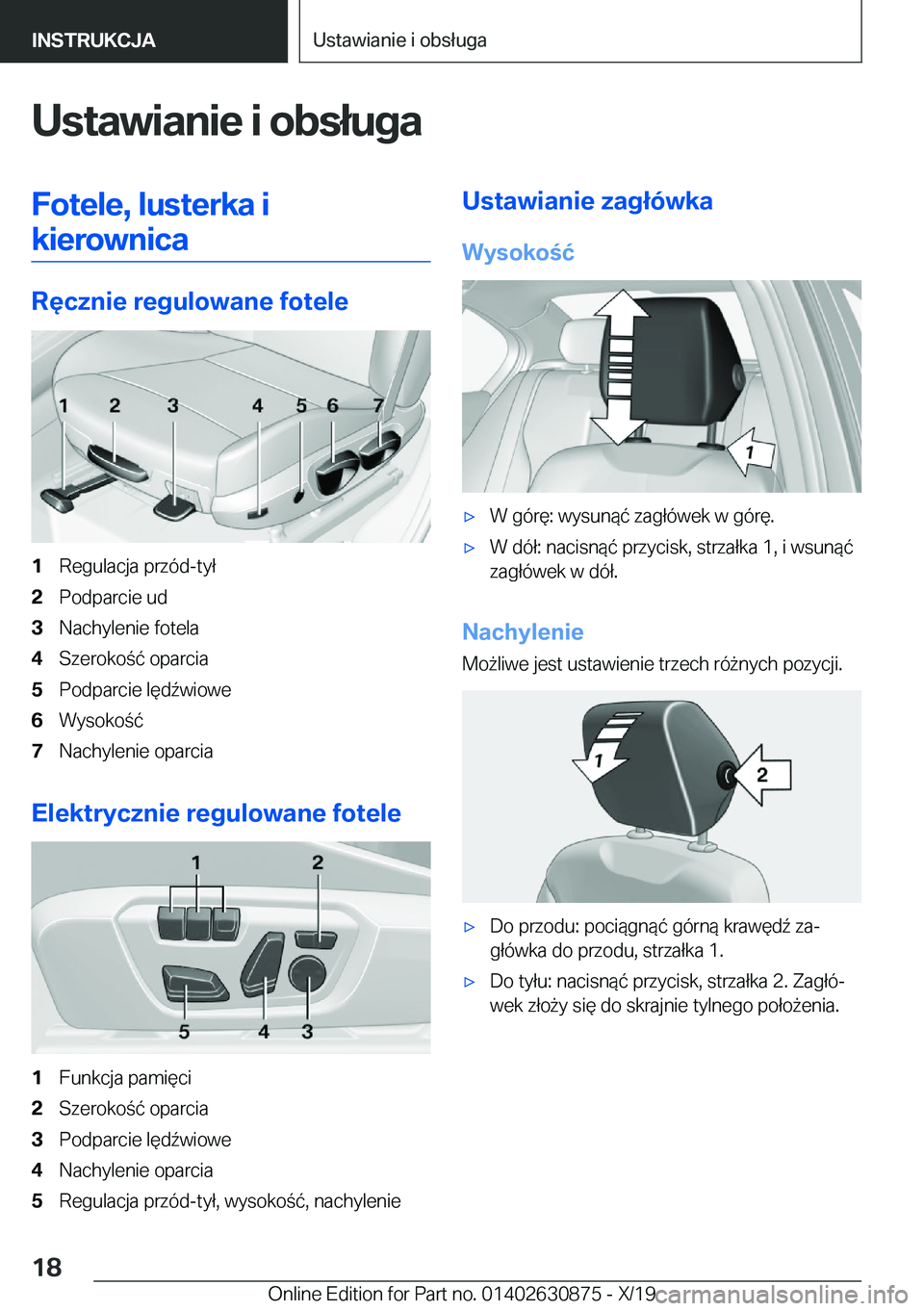 BMW 4 SERIES GRAN COUPE 2020  Instrukcja obsługi (in Polish) �U�s�t�a�w�i�a�n�i�e��i��o�b�s�ł�u�g�a�F�o�t�e�l�e�,��l�u�s�t�e�r�k�a��i�k�i�e�r�o�w�n�i�c�a
�R�