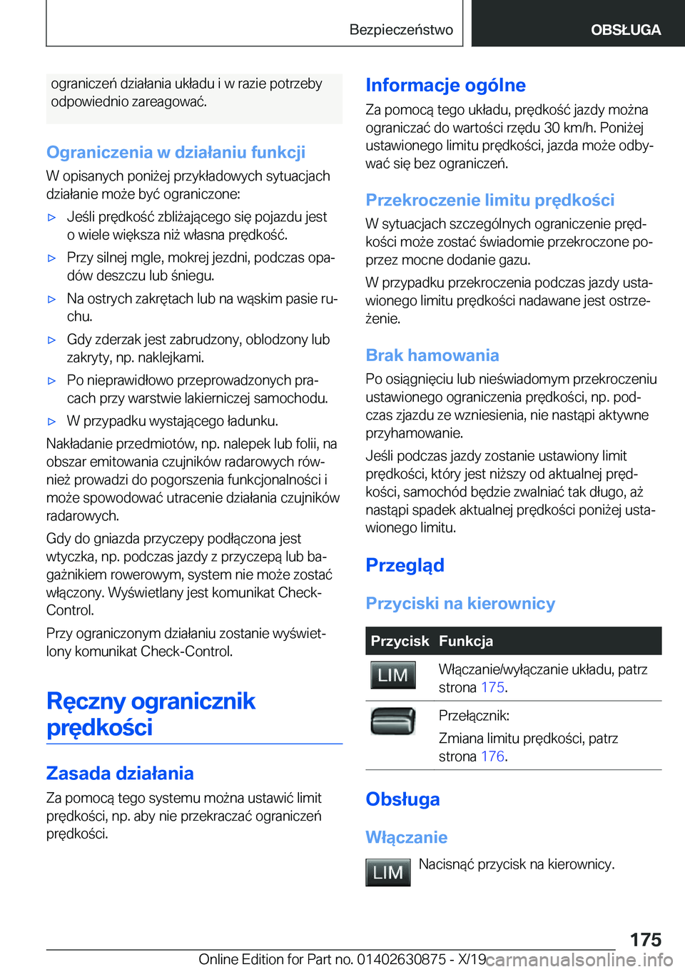 BMW 4 SERIES GRAN COUPE 2020  Instrukcja obsługi (in Polish) �o�g�r�a�n�i�c�z�e�
