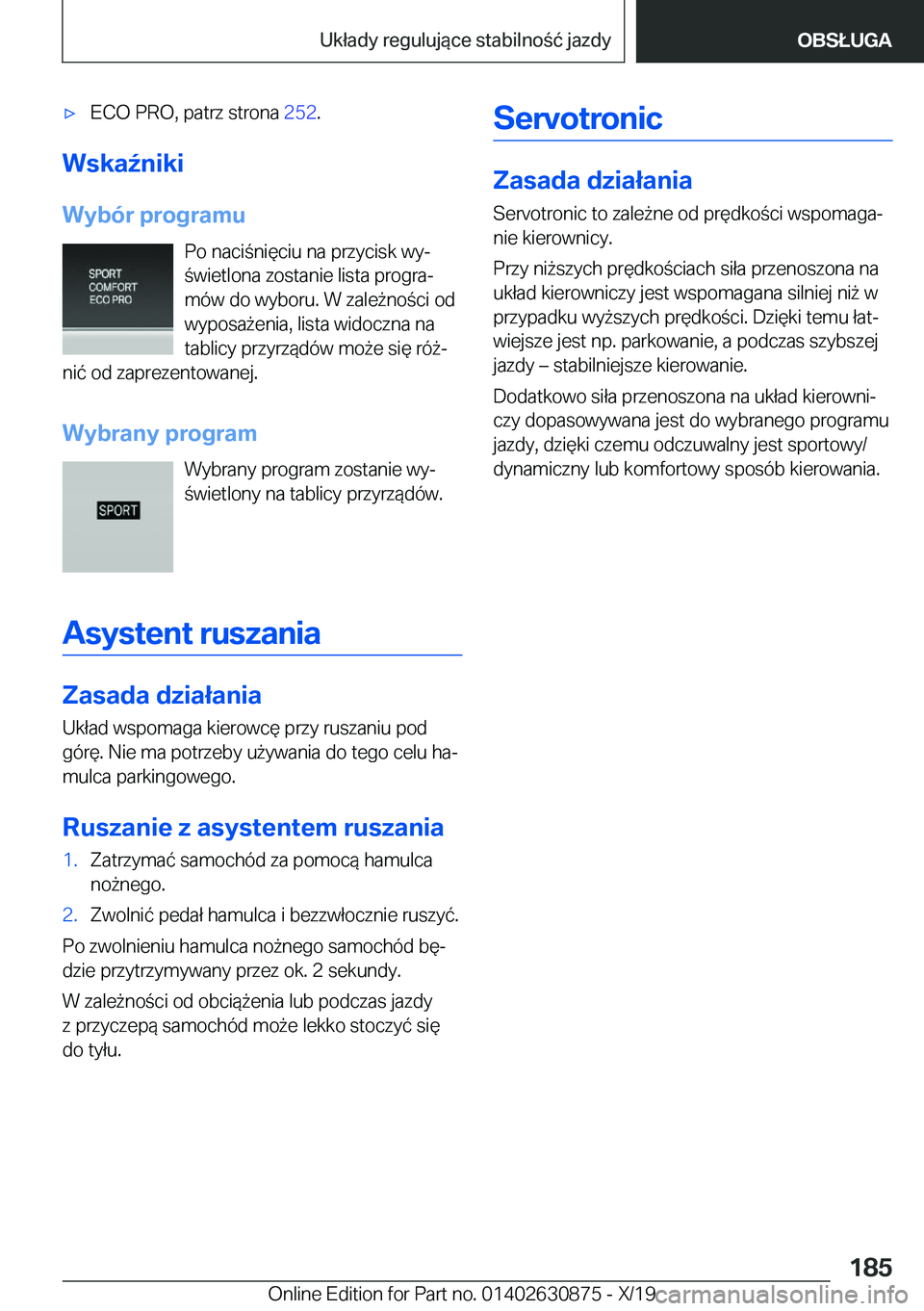 BMW 4 SERIES GRAN COUPE 2020  Instrukcja obsługi (in Polish) 'x�E�C�O��P�R�O�,��p�a�t�r�z��s�t�r�o�n�a��2�5�2�.
�W�s�k�a7�n�i�k�i
�W�y�b�