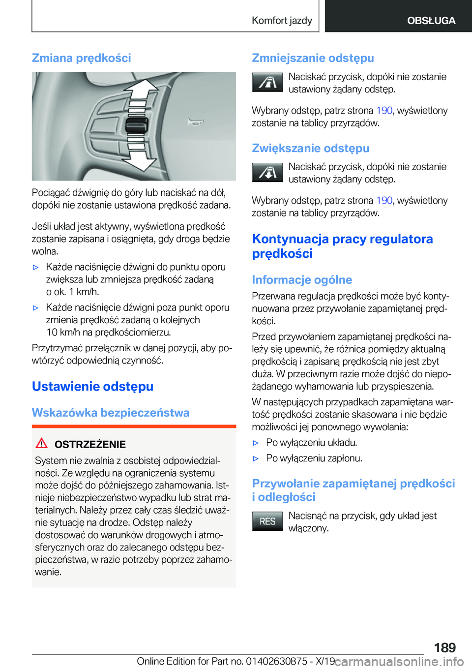 BMW 4 SERIES GRAN COUPE 2020  Instrukcja obsługi (in Polish) �Z�m�i�a�n�a��p�r�