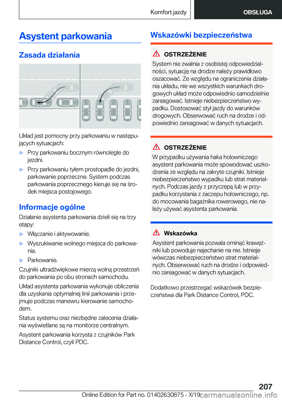 BMW 4 SERIES GRAN COUPE 2020  Instrukcja obsługi (in Polish) �A�s�y�s�t�e�n�t��p�a�r�k�o�w�a�n�i�a
�Z�a�s�a�d�a��d�z�i�a�ł�a�n�i�a
�U�k�ł�a�d��j�e�s�t��p�o�m�o�c�n�y��p�r�z�y��p�a�r�k�o�w�a�n�i�u��w��n�a�s�t�