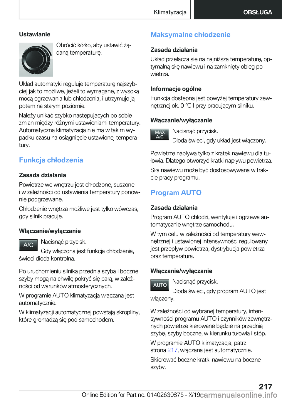 BMW 4 SERIES GRAN COUPE 2020  Instrukcja obsługi (in Polish) �U�s�t�a�w�i�a�n�i�e�O�b�r�