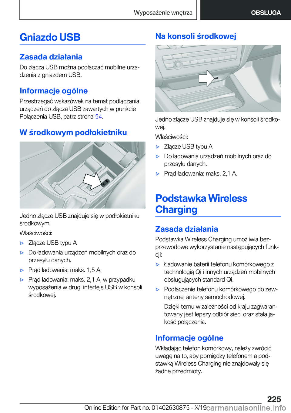 BMW 4 SERIES GRAN COUPE 2020  Instrukcja obsługi (in Polish) �G�n�i�a�z�d�o��U�S�B
�Z�a�s�a�d�a��d�z�i�a�ł�a�n�i�a
�D�o��z�ł�