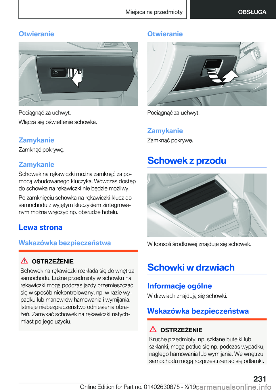 BMW 4 SERIES GRAN COUPE 2020  Instrukcja obsługi (in Polish) �O�t�w�i�e�r�a�n�i�e
�P�o�c�i�