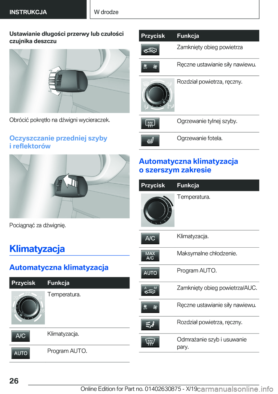 BMW 4 SERIES GRAN COUPE 2020  Instrukcja obsługi (in Polish) �U�s�t�a�w�i�a�n�i�e��d�ł�u�g�o�c�i��p�r�z�e�r�w�y��l�u�b��c�z�u�ł�o�c�i
�c�z�u�j�n�i�k�a��d�e�s�z�c�z�u
�O�b�r�