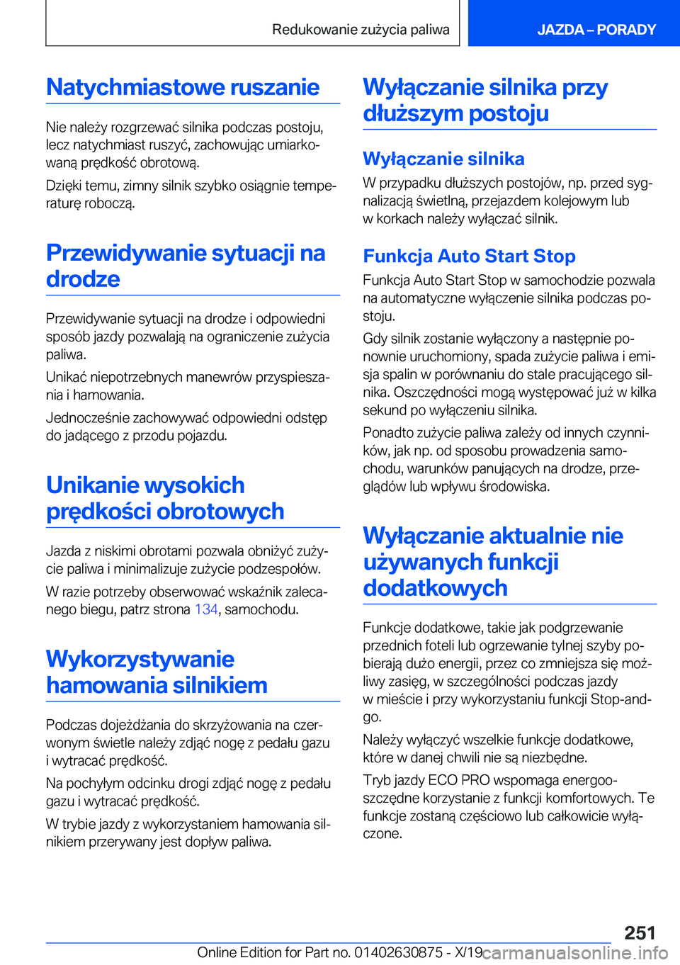 BMW 4 SERIES GRAN COUPE 2020  Instrukcja obsługi (in Polish) �N�a�t�y�c�h�m�i�a�s�t�o�w�e��r�u�s�z�a�n�i�e
�N�i�e��n�a�l�e9�y��r�o�z�g�r�z�e�w�a�