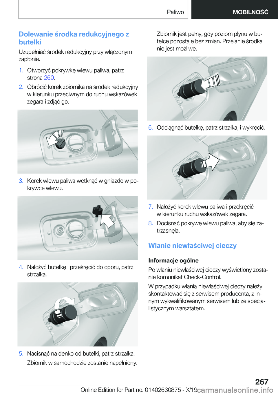 BMW 4 SERIES GRAN COUPE 2020  Instrukcja obsługi (in Polish) �D�o�l�e�w�a�n�i�e��r�o�d�k�a��r�e�d�u�k�c�y�j�n�e�g�o��z
�b�u�t�e�l�k�i
�U�z�u�p�e�ł�n�i�a�