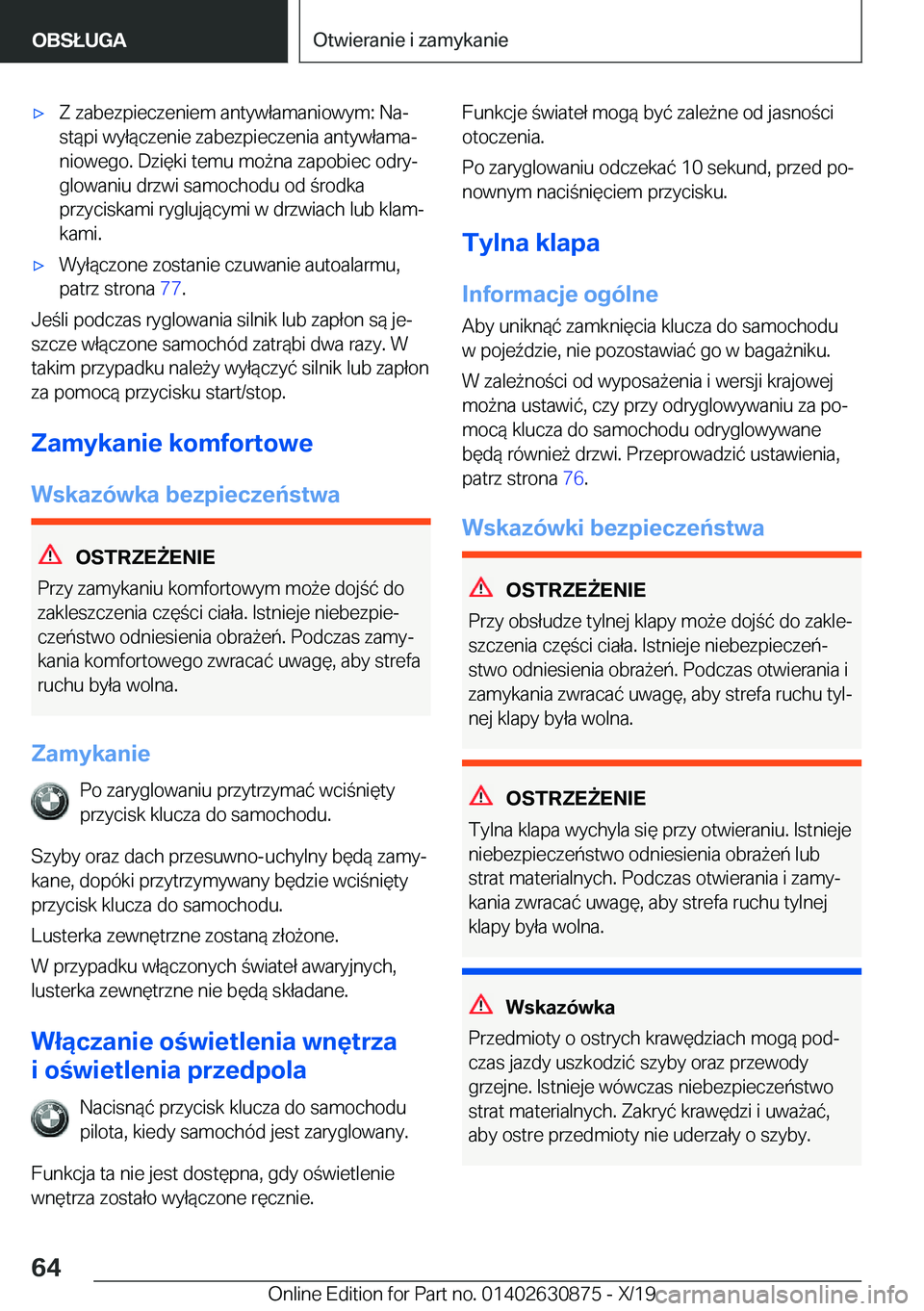 BMW 4 SERIES GRAN COUPE 2020  Instrukcja obsługi (in Polish) 'x�Z��z�a�b�e�z�p�i�e�c�z�e�n�i�e�m��a�n�t�y�w�ł�a�m�a�n�i�o�w�y�m�:��N�aj�s�t�