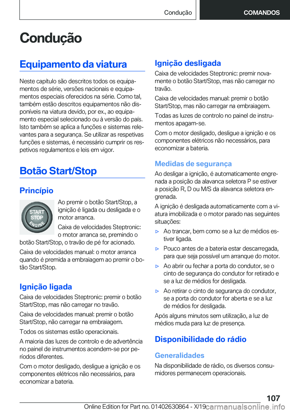 BMW 4 SERIES GRAN COUPE 2020  Manual do condutor (in Portuguese) �C�o�n�d�u�