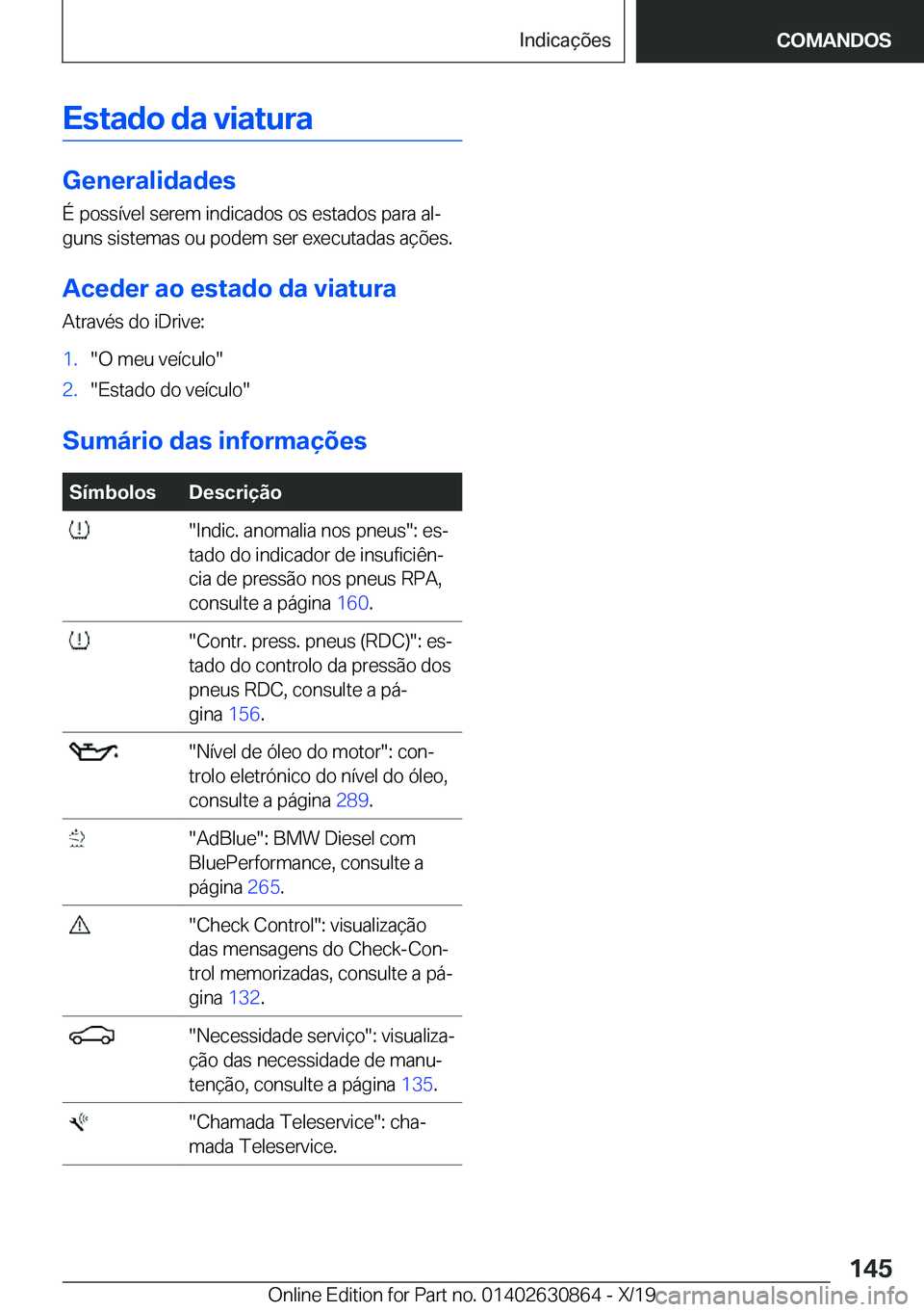 BMW 4 SERIES GRAN COUPE 2020  Manual do condutor (in Portuguese) �E�s�t�a�d�o��d�a��v�i�a�t�u�r�a
�G�e�n�e�r�a�l�i�d�a�d�e�s
�