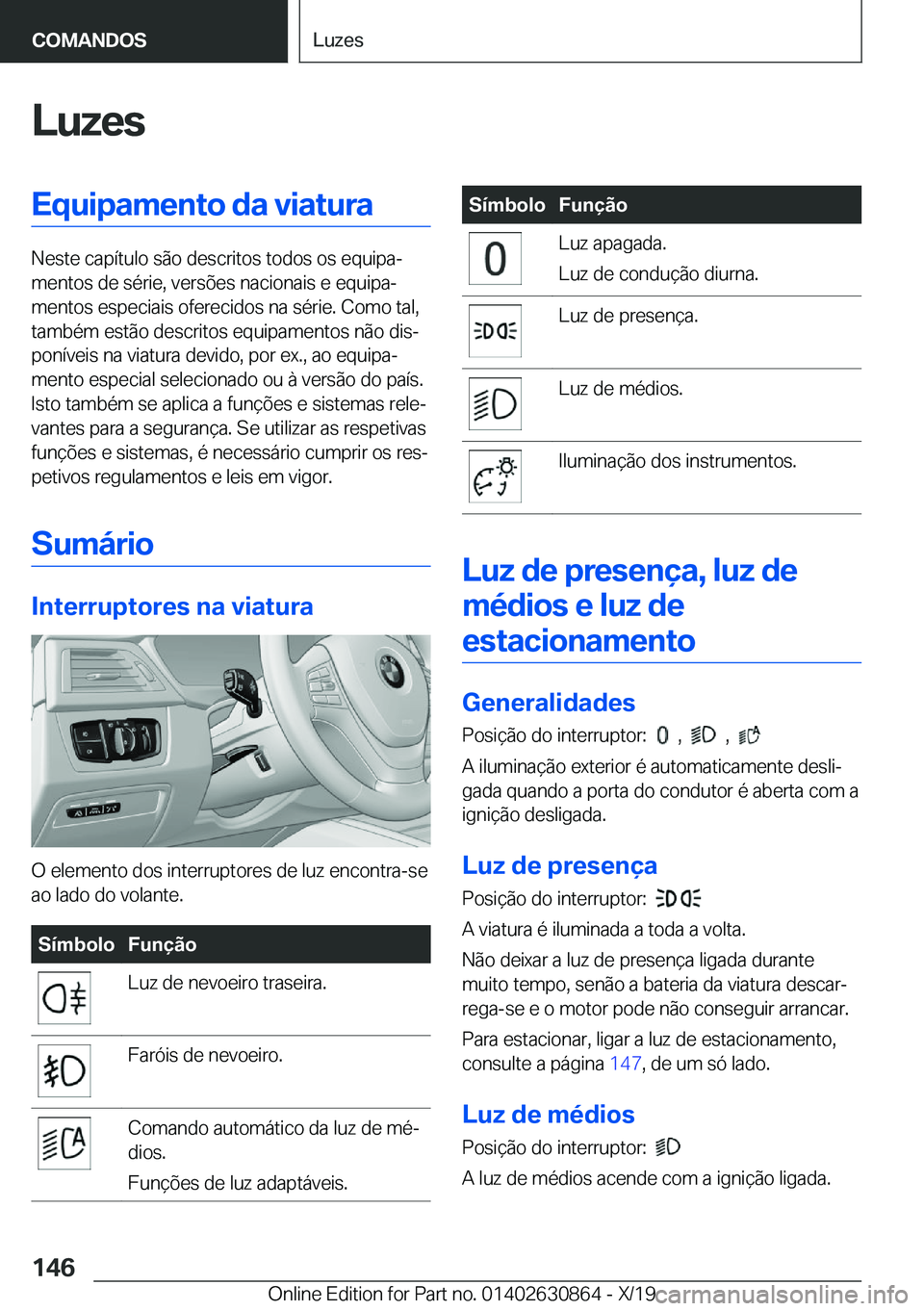 BMW 4 SERIES GRAN COUPE 2020  Manual do condutor (in Portuguese) �L�u�z�e�s�E�q�u�i�p�a�m�e�n�t�o��d�a��v�i�a�t�u�r�a
�N�e�s�t�e��c�a�p�