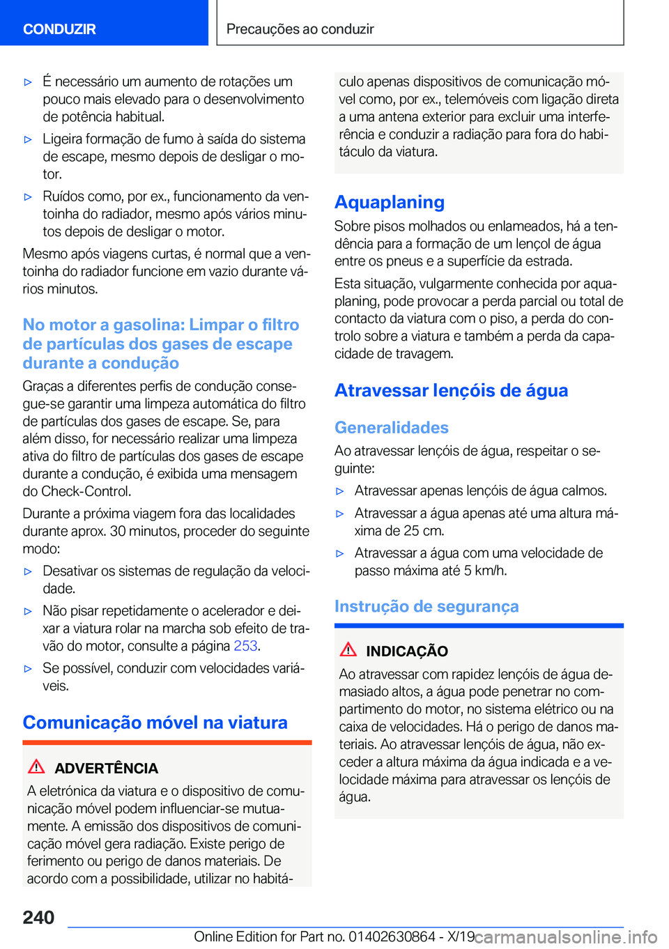 BMW 4 SERIES GRAN COUPE 2020  Manual do condutor (in Portuguese) x�