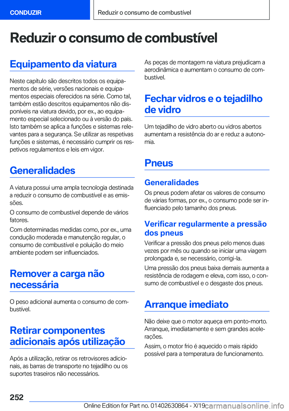 BMW 4 SERIES GRAN COUPE 2020  Manual do condutor (in Portuguese) �R�e�d�u�z�i�r��o��c�o�n�s�u�m�o��d�e��c�o�m�b�u�s�t�