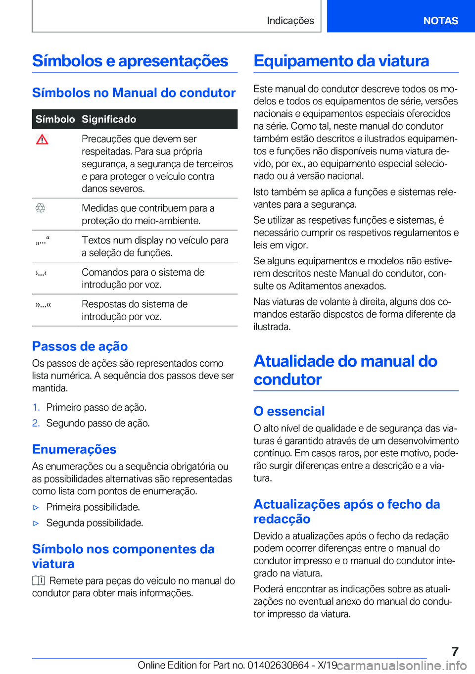 BMW 4 SERIES GRAN COUPE 2020  Manual do condutor (in Portuguese) �S�