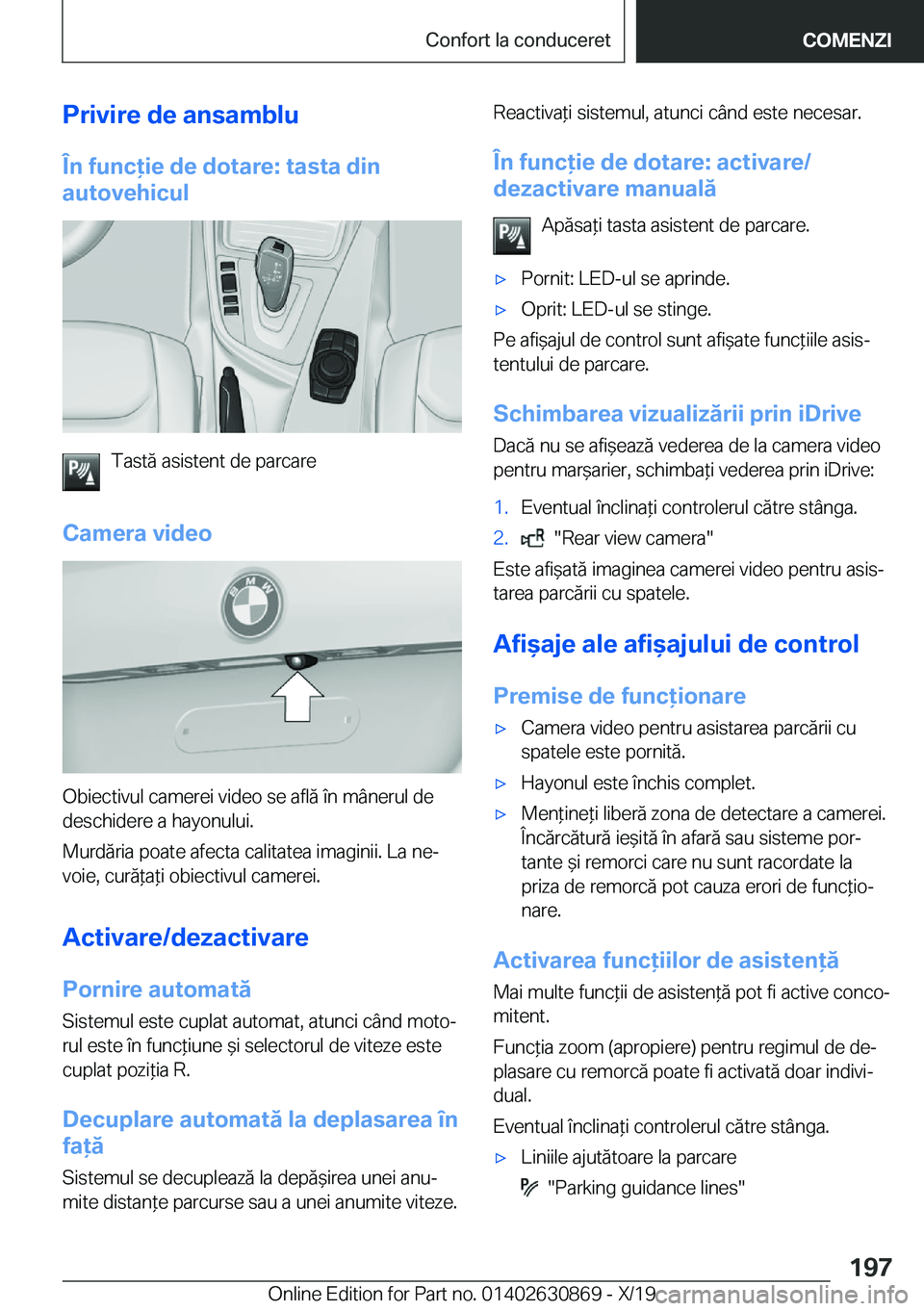 BMW 4 SERIES GRAN COUPE 2020  Ghiduri De Utilizare (in Romanian) �P�r�i�v�i�r�e��d�e��a�n�s�a�m�b�l�u
�