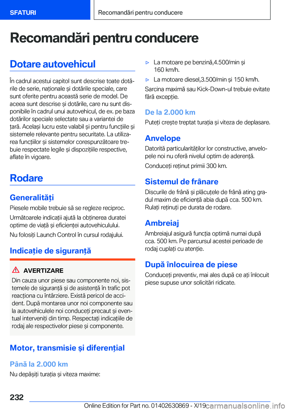 BMW 4 SERIES GRAN COUPE 2020  Ghiduri De Utilizare (in Romanian) �R�e�c�o�m�a�n�d�
