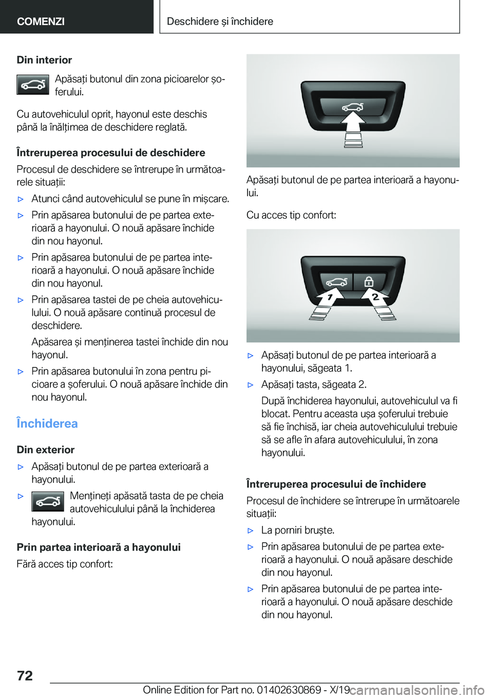 BMW 4 SERIES GRAN COUPE 2020  Ghiduri De Utilizare (in Romanian) �D�i�n��i�n�t�e�r�i�o�r�A�p�