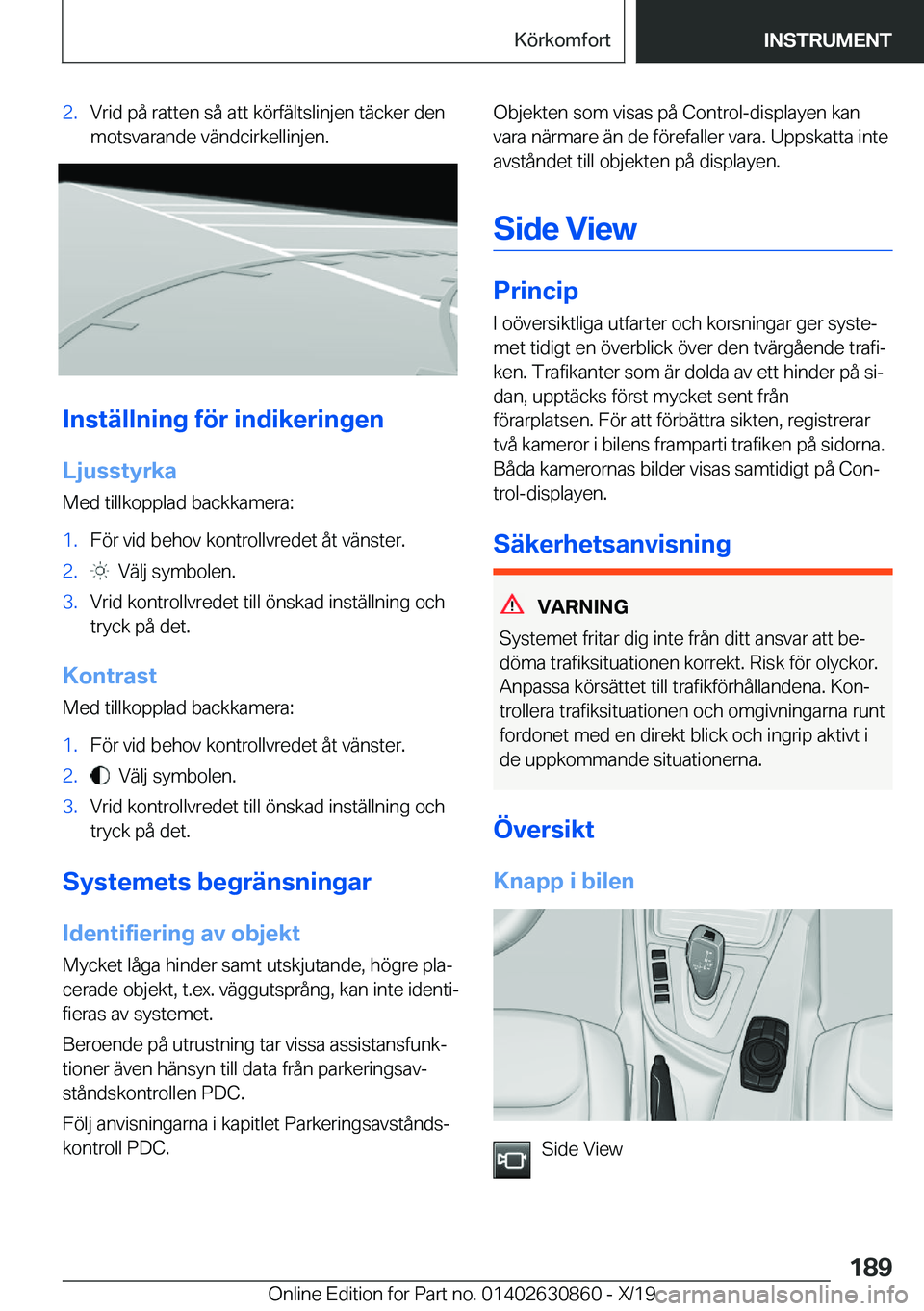 BMW 4 SERIES GRAN COUPE 2020  InstruktionsbÖcker (in Swedish) �2�.�V�r�i�d��p�å��r�a�t�t�e�n��s�å��a�t�t��k�
