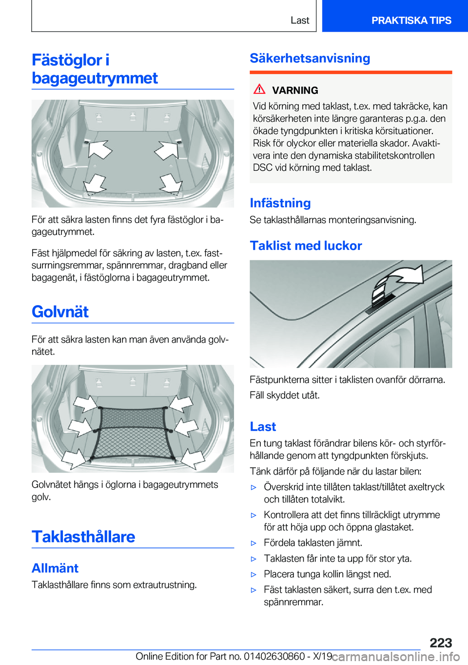 BMW 4 SERIES GRAN COUPE 2020  InstruktionsbÖcker (in Swedish) �F�ä�s�t�