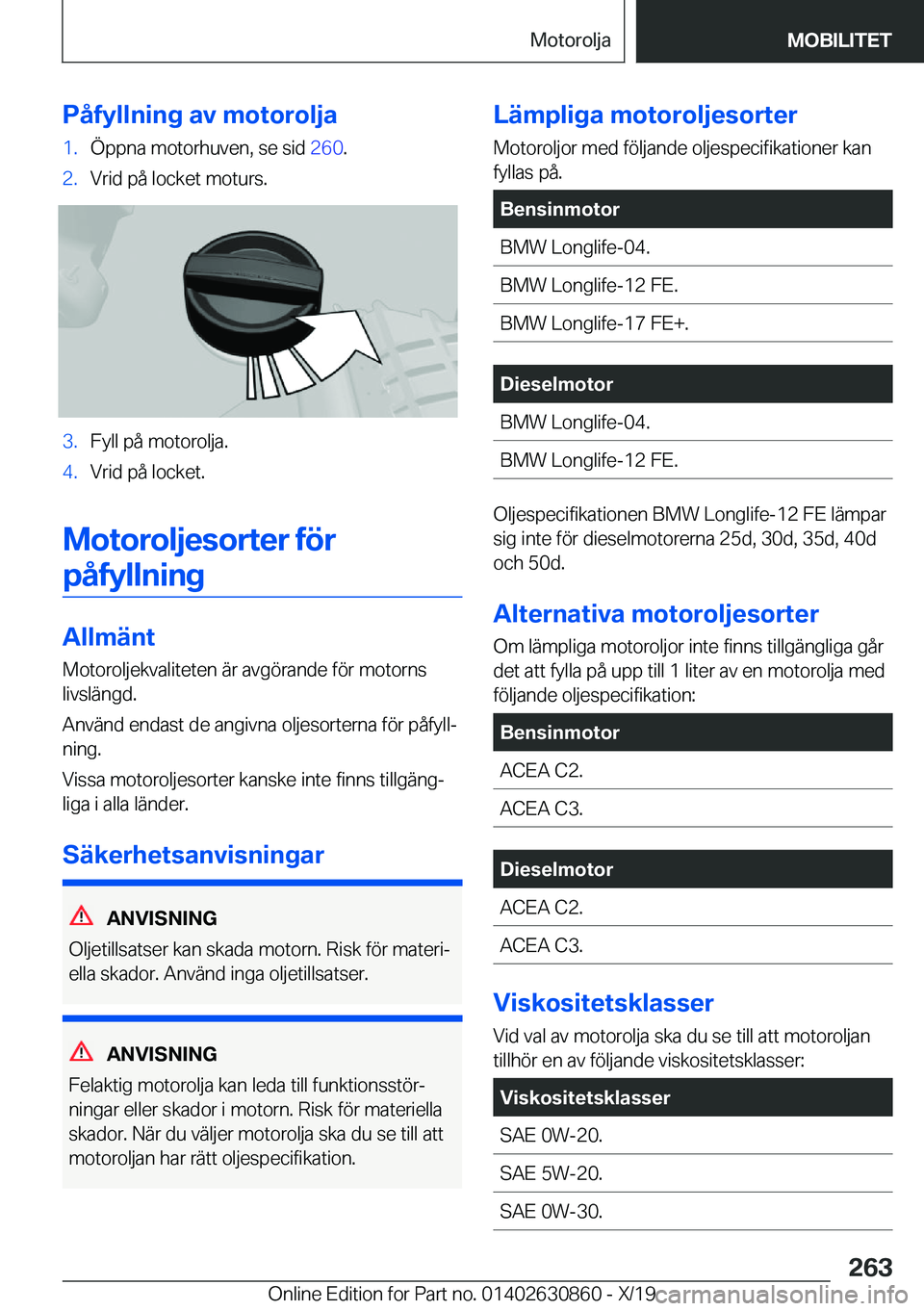 BMW 4 SERIES GRAN COUPE 2020  InstruktionsbÖcker (in Swedish) �P�å�f�y�l�l�n�i�n�g��a�v��m�o�t�o�r�o�l�j�a�1�.�