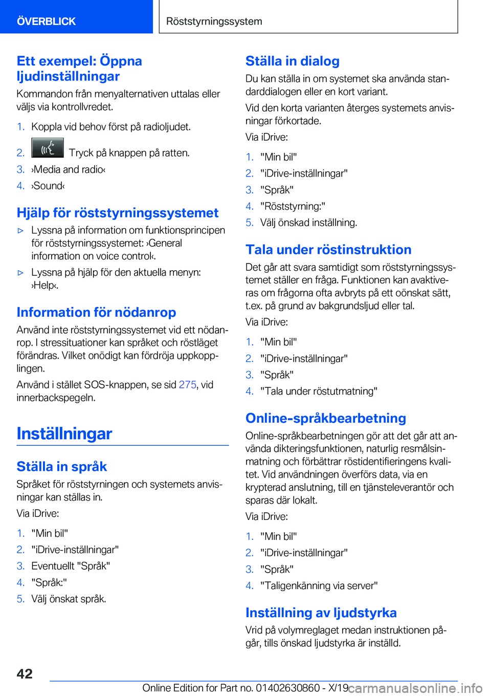 BMW 4 SERIES GRAN COUPE 2020  InstruktionsbÖcker (in Swedish) �E�t�t��e�x�e�m�p�e�l�:��