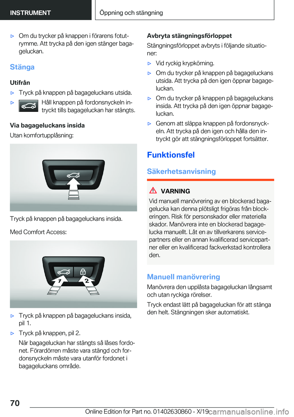 BMW 4 SERIES GRAN COUPE 2020  InstruktionsbÖcker (in Swedish) x�O�m��d�u��t�r�y�c�k�e�r��p�å��k�n�a�p�p�e�n��i��f�