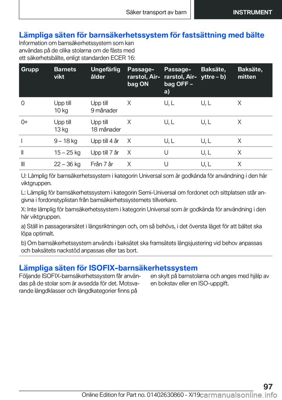 BMW 4 SERIES GRAN COUPE 2020  InstruktionsbÖcker (in Swedish) �L�ä�m�p�l�i�g�a��s�ä�t�e�n��f�
