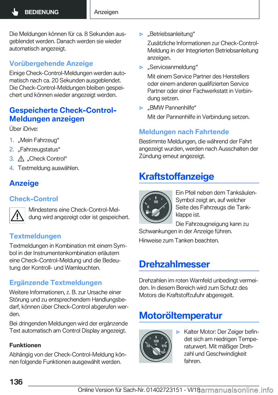 BMW 4 SERIES GRAN COUPE 2019  Betriebsanleitungen (in German) �D�i�e��M�e�l�d�u�n�g�e�n��k�