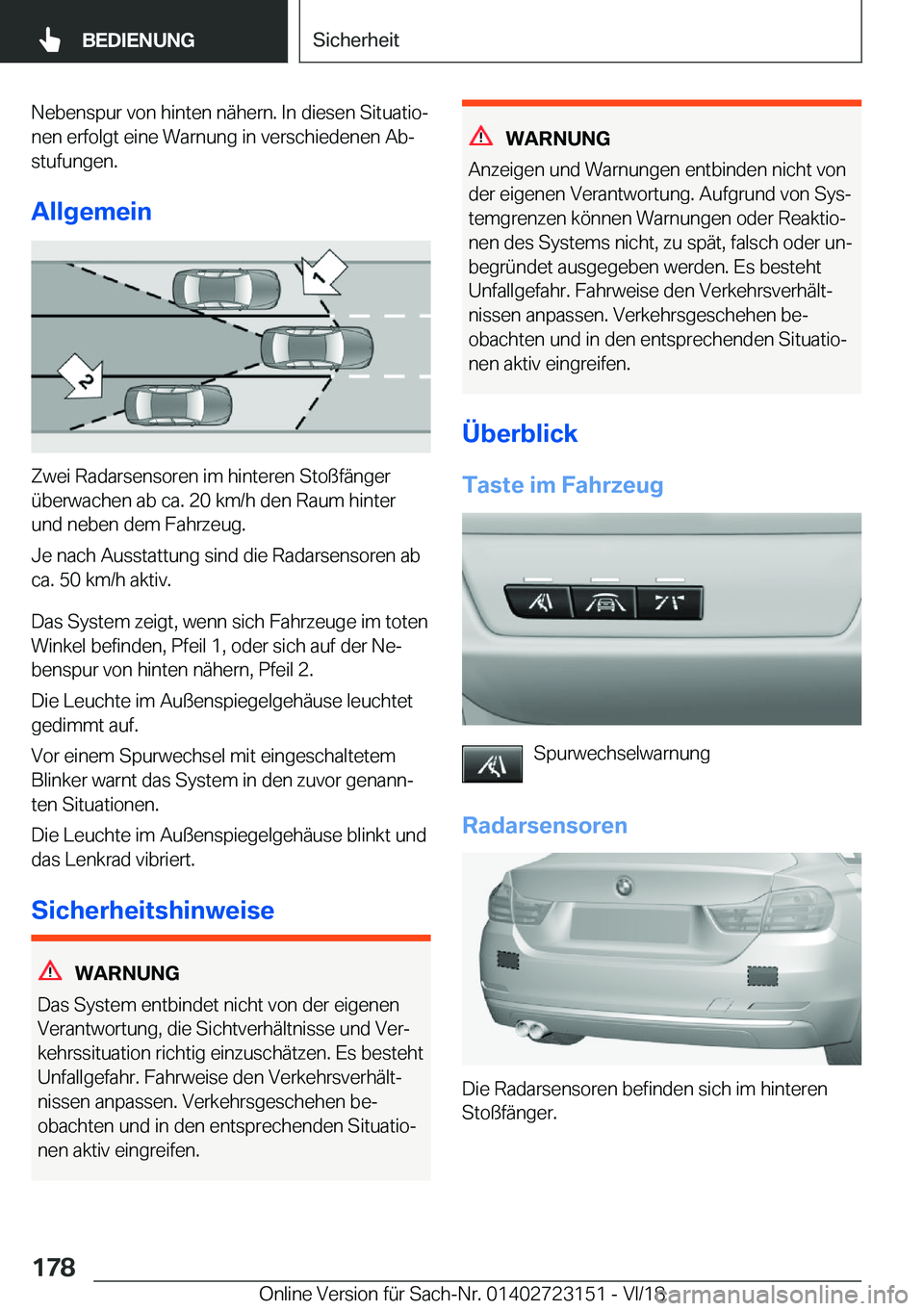 BMW 4 SERIES GRAN COUPE 2019  Betriebsanleitungen (in German) �N�e�b�e�n�s�p�u�r��v�o�n��h�i�n�t�e�n��n�
