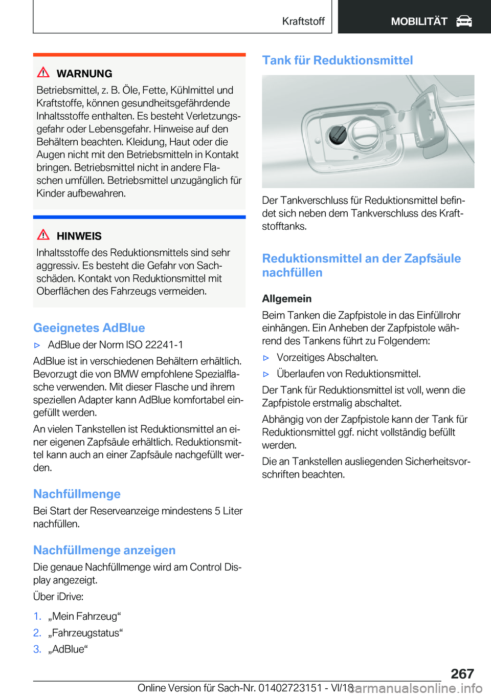 BMW 4 SERIES GRAN COUPE 2019  Betriebsanleitungen (in German) �W�A�R�N�U�N�G
�B�e�t�r�i�e�b�s�m�i�t�t�e�l�,��z�.��B�.��