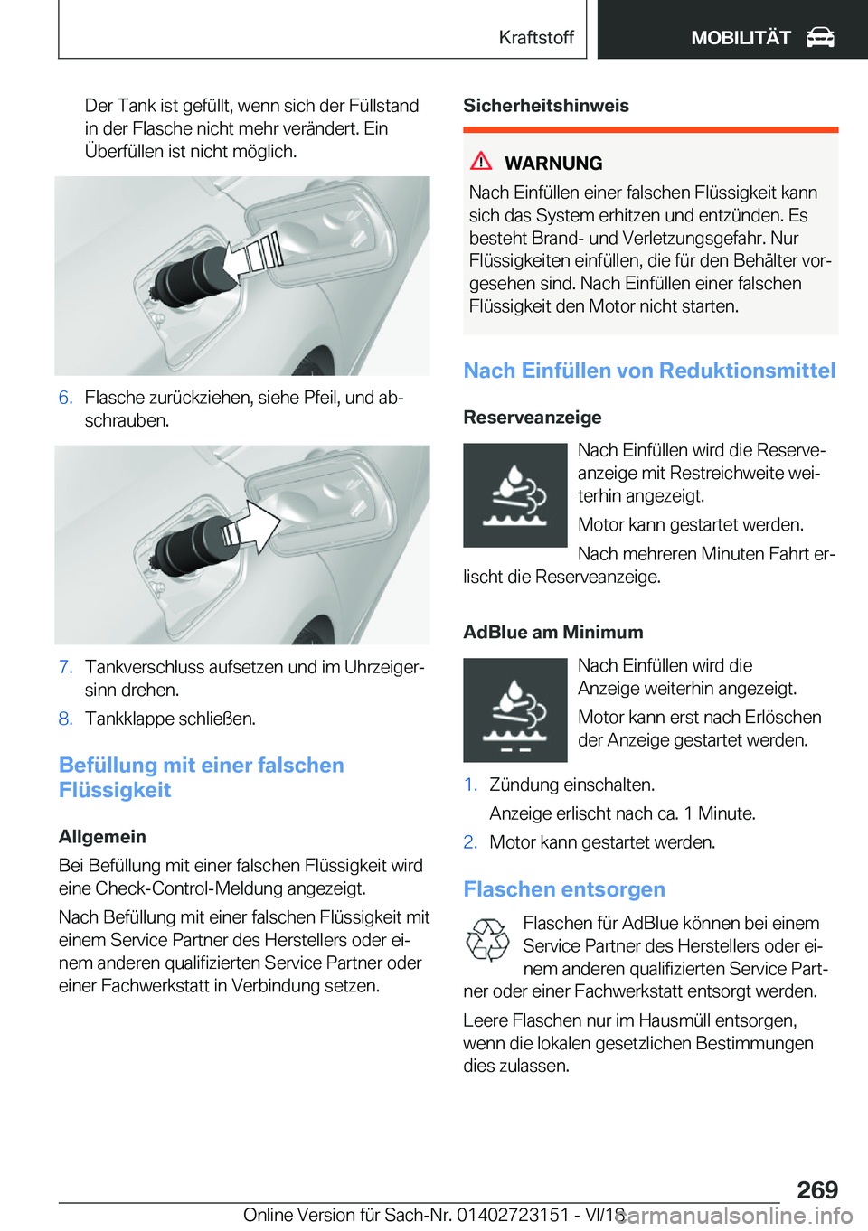 BMW 4 SERIES GRAN COUPE 2019  Betriebsanleitungen (in German) �D�e�r��T�a�n�k��i�s�t��g�e�f�
