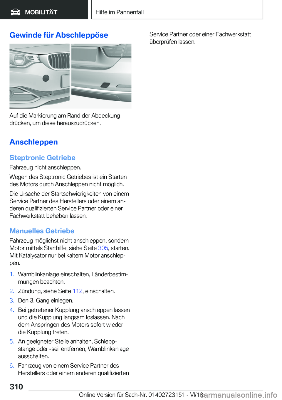 BMW 4 SERIES GRAN COUPE 2019  Betriebsanleitungen (in German) �G�e�w�i�n�d�e��f�