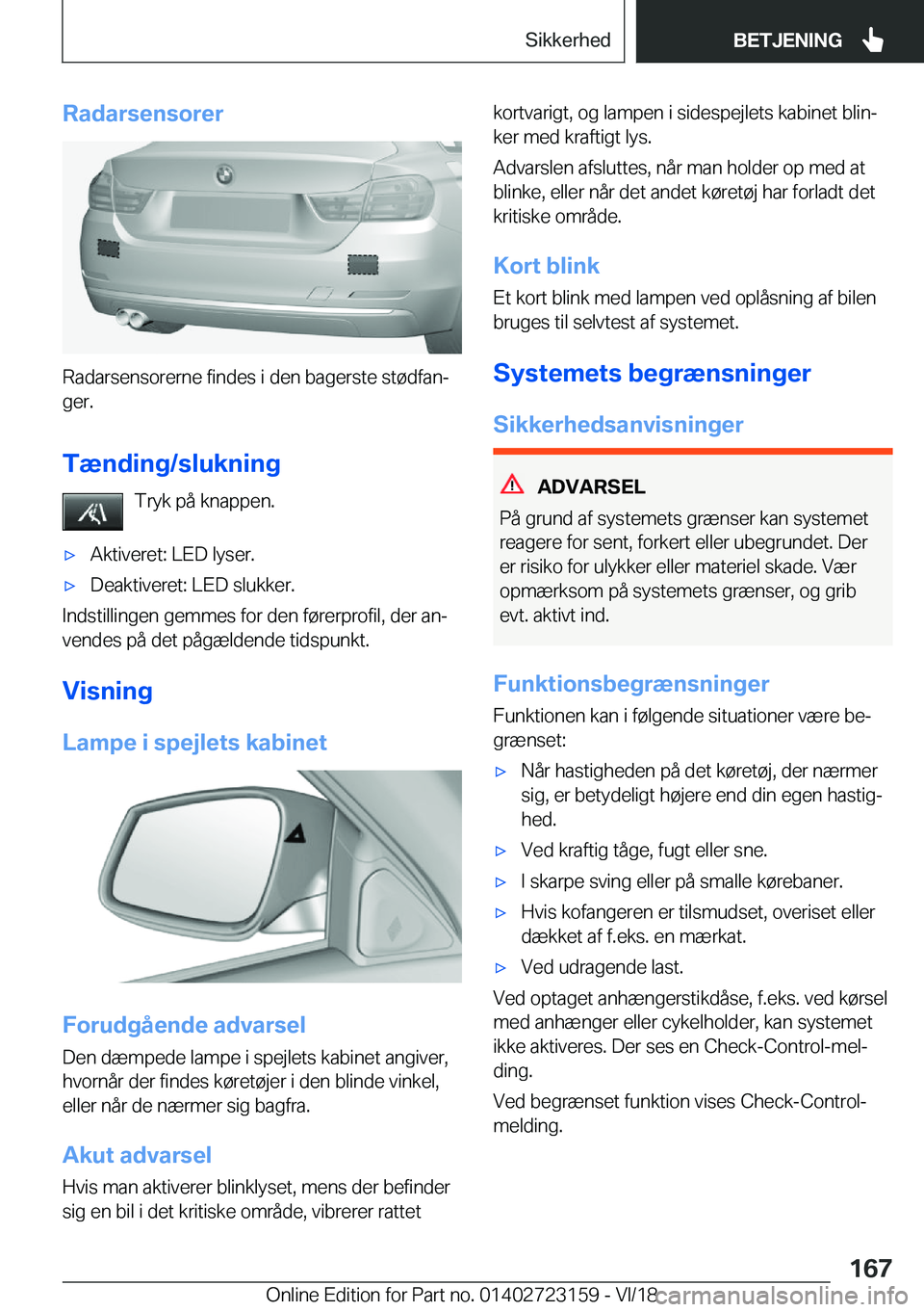 BMW 4 SERIES GRAN COUPE 2019  InstruktionsbØger (in Danish) �R�a�d�a�r�s�e�n�s�o�r�e�r
�R�a�d�a�r�s�e�n�s�o�r�e�r�n�e��f�i�n�d�e�s��i��d�e�n��b�a�g�e�r�s�t�e��s�t�
