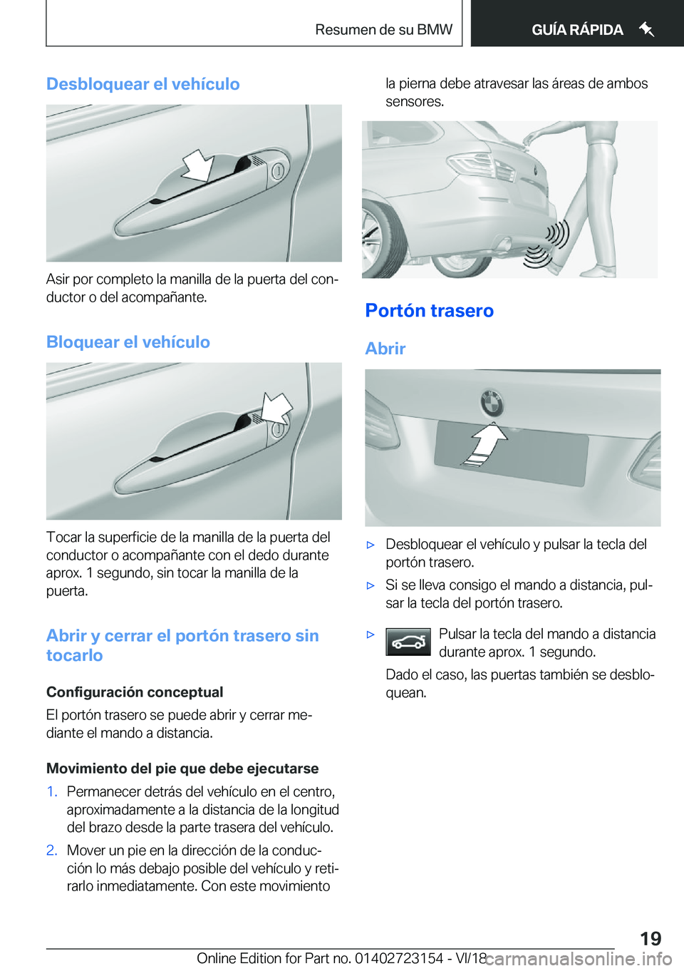BMW 4 SERIES GRAN COUPE 2019  Manuales de Empleo (in Spanish) �D�e�s�b�l�o�q�u�e�a�r��e�l��v�e�h�