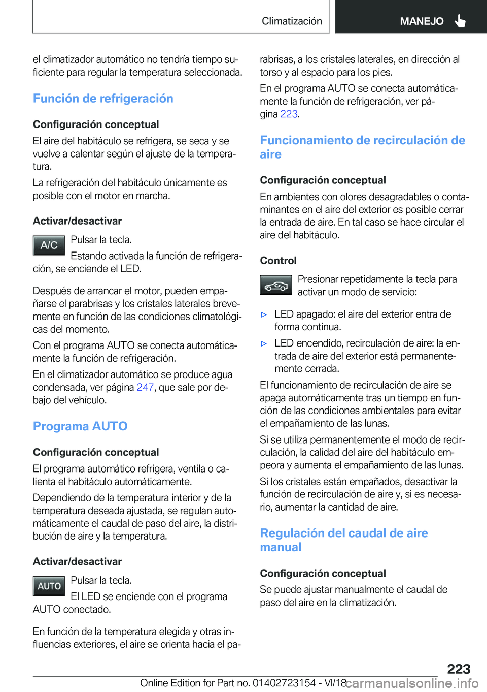 BMW 4 SERIES GRAN COUPE 2019  Manuales de Empleo (in Spanish) �e�l��c�l�i�m�a�t�i�z�a�d�o�r��a�u�t�o�m�