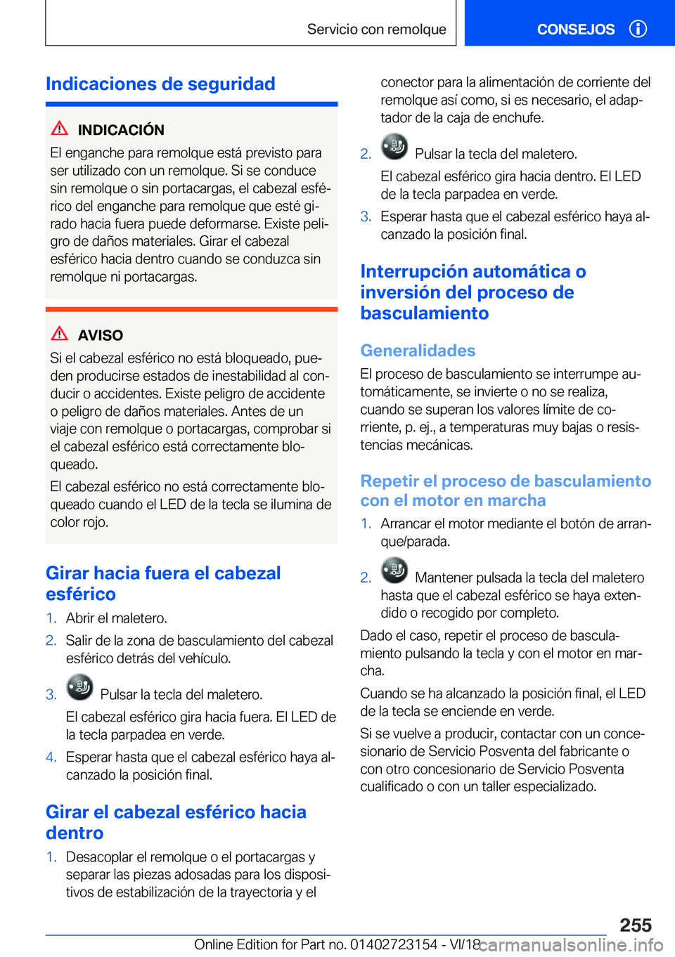 BMW 4 SERIES GRAN COUPE 2019  Manuales de Empleo (in Spanish) �I�n�d�i�c�a�c�i�o�n�e�s��d�e��s�e�g�u�r�i�d�a�d
�I�N�D�I�C�A�C�I�