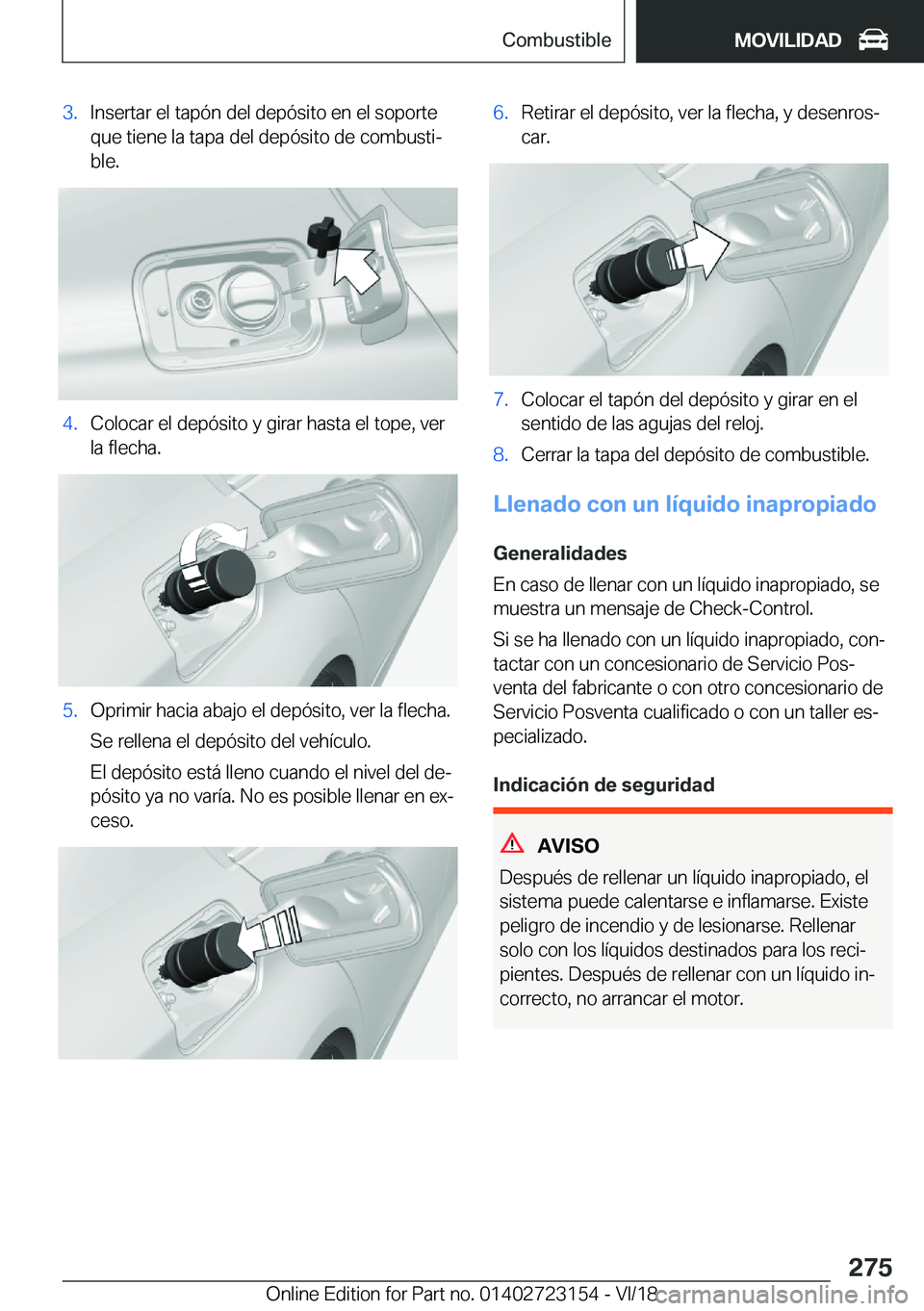 BMW 4 SERIES GRAN COUPE 2019  Manuales de Empleo (in Spanish) �3�.�I�n�s�e�r�t�a�r��e�l��t�a�p�