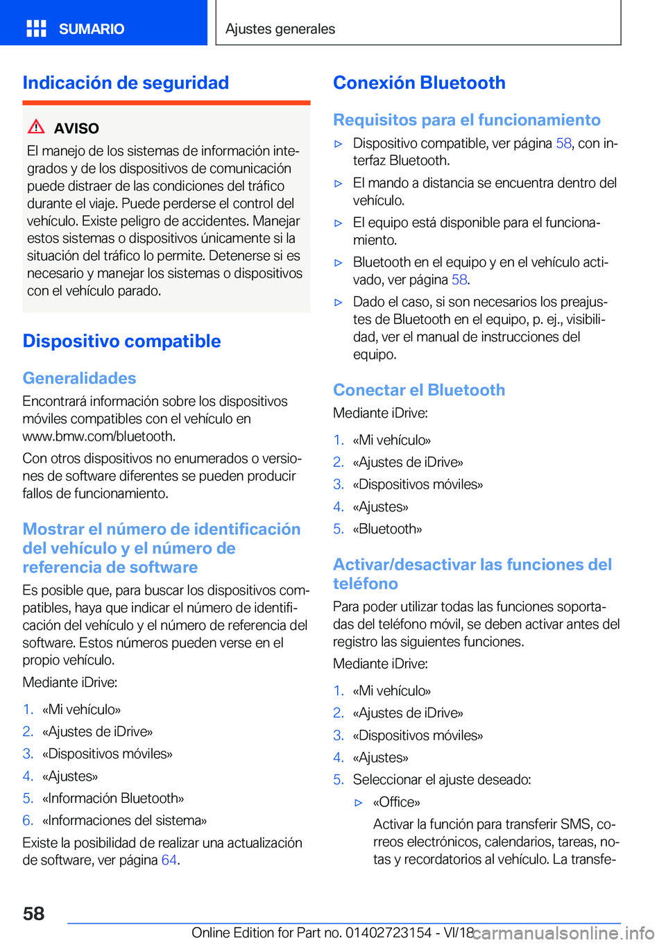 BMW 4 SERIES GRAN COUPE 2019  Manuales de Empleo (in Spanish) �I�n�d�i�c�a�c�i�