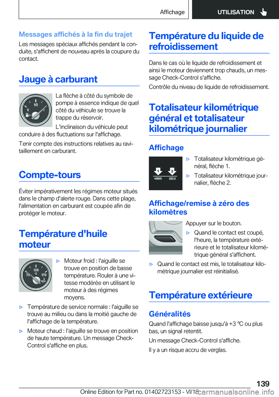 BMW 4 SERIES GRAN COUPE 2019  Notices Demploi (in French) �M�e�s�s�a�g�e�s��a�f�f�i�c�h�é�s��