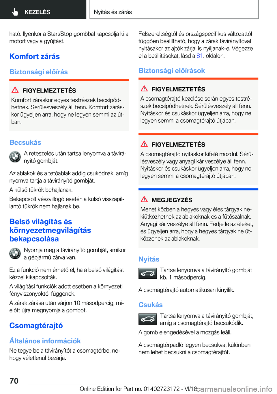BMW 4 SERIES GRAN COUPE 2019  Kezelési útmutató (in Hungarian) �h�a�t�