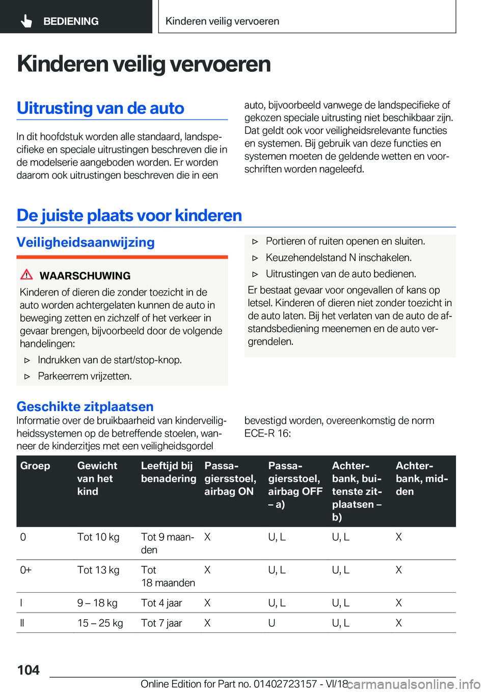 BMW 4 SERIES GRAN COUPE 2019  Instructieboekjes (in Dutch) �K�i�n�d�e�r�e�n��v�e�i�l�i�g��v�e�r�v�o�e�r�e�n�U�i�t�r�u�s�t�i�n�g��v�a�n��d�e��a�u�t�o
�I�n��d�i�t��h�o�o�f�d�s�t�u�k��w�o�r�d�e�n��a�l�l�e��s�t�a�n�d�a�a�r�d�,��l�a�n�d�s�p�ej�c�i�f�i�