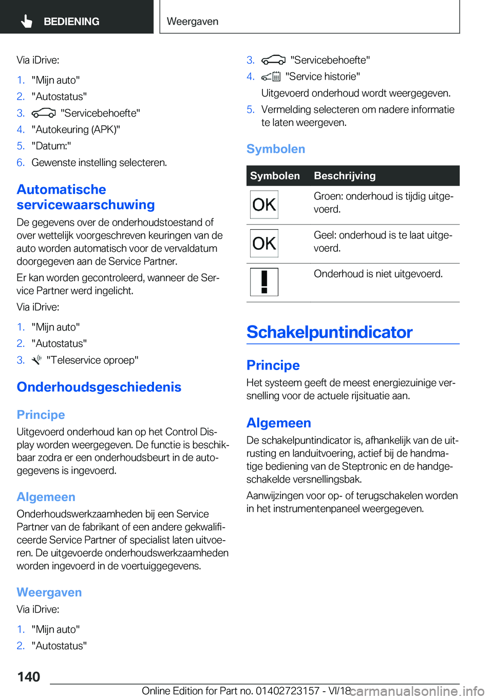 BMW 4 SERIES GRAN COUPE 2019  Instructieboekjes (in Dutch) �V�i�a��i�D�r�i�v�e�:�1�.��M�i�j�n��a�u�t�o��2�.��A�u�t�o�s�t�a�t�u�s��3�.����S�e�r�v�i�c�e�b�e�h�o�e�f�t�e��4�.��A�u�t�o�k�e�u�r�i�n�g��(�A�P�K�)��5�.��D�a�t�u�m�:��6�.�G�e�w�e�n�s�t�e