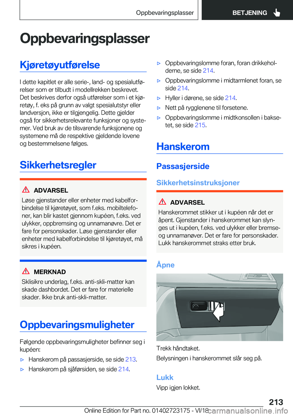 BMW 4 SERIES GRAN COUPE 2019  InstruksjonsbØker (in Norwegian) �O�p�p�b�e�v�a�r�i�n�g�s�p�l�a�s�s�e�r�K�j�