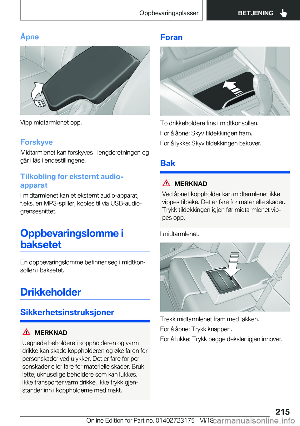 BMW 4 SERIES GRAN COUPE 2019  InstruksjonsbØker (in Norwegian) �