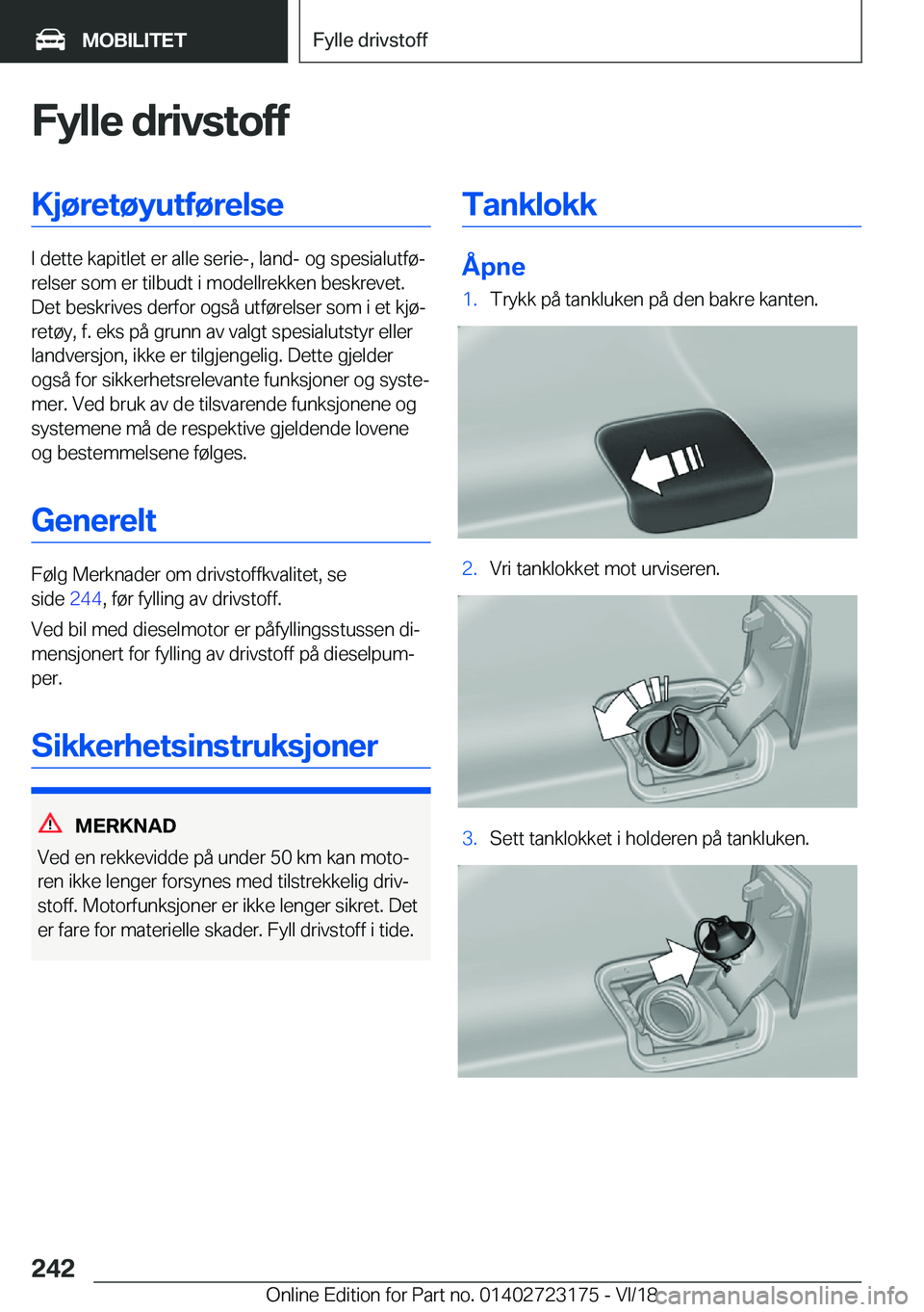 BMW 4 SERIES GRAN COUPE 2019  InstruksjonsbØker (in Norwegian) �F�y�l�l�e��d�r�i�v�s�t�o�f�f�K�j�